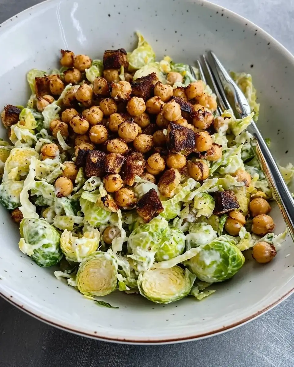 Brussels Sprout Caesar Salad with Crispy Roasted Chickpeas: Discover a Delicious Twist!