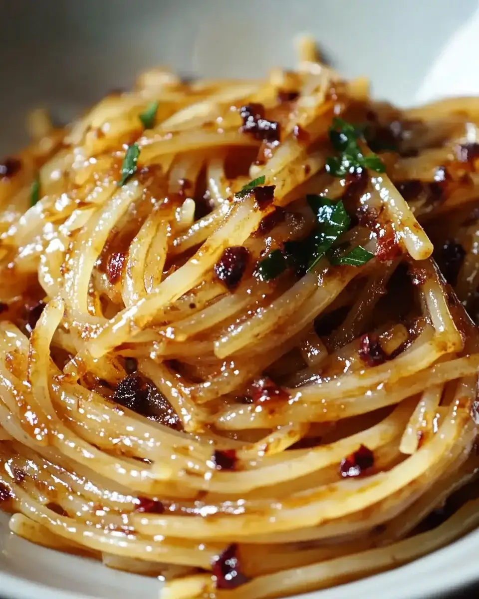 Caramelized Onion Pasta with Chili Oil is Irresistible!