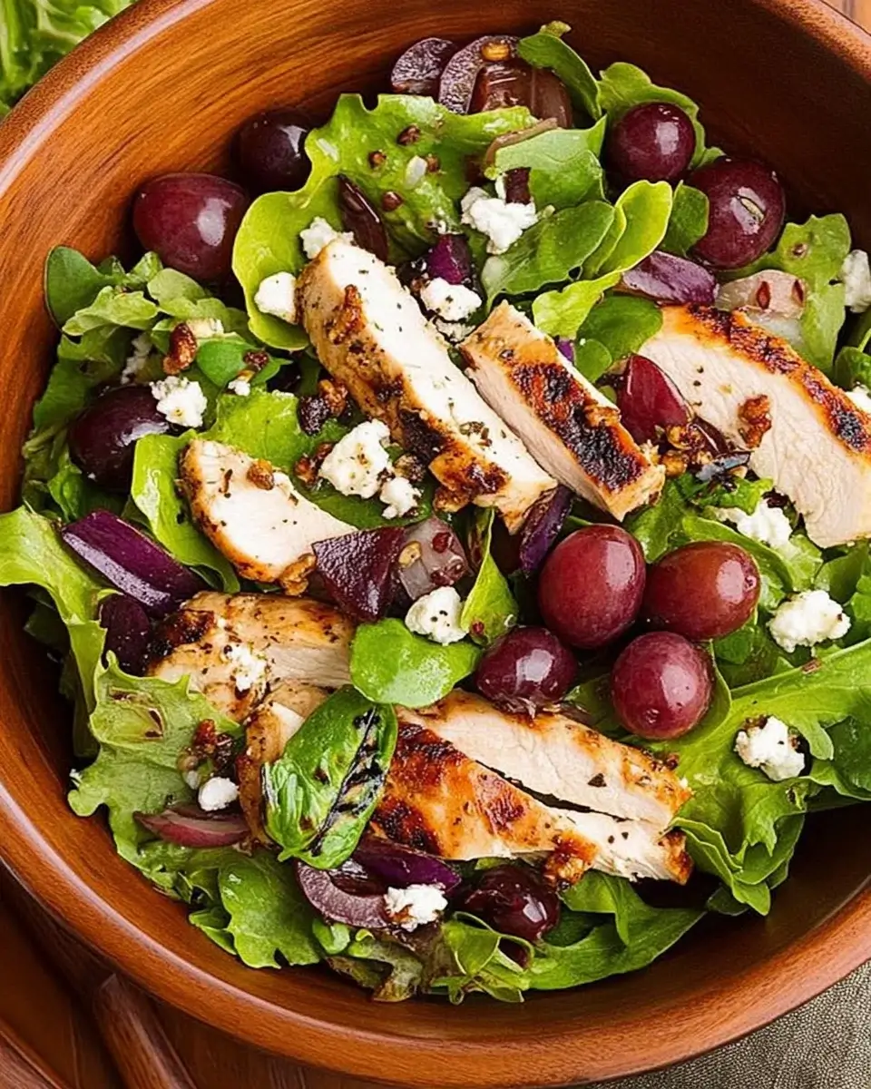 Grilled Chicken and Grape Spring Salad with Goat Cheese delights!