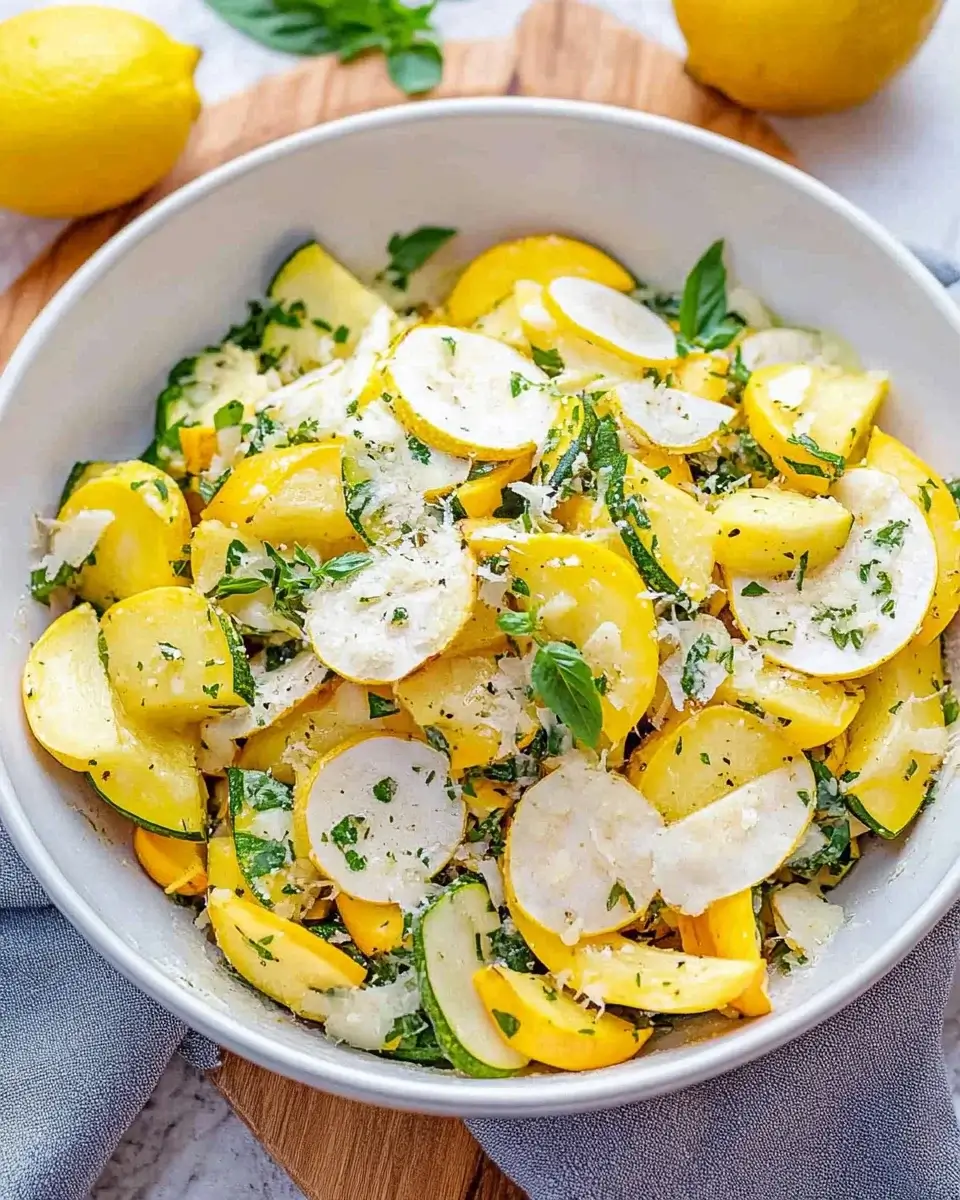Lemon Parmesan Marinated Summer Squash Salad recipe delights!