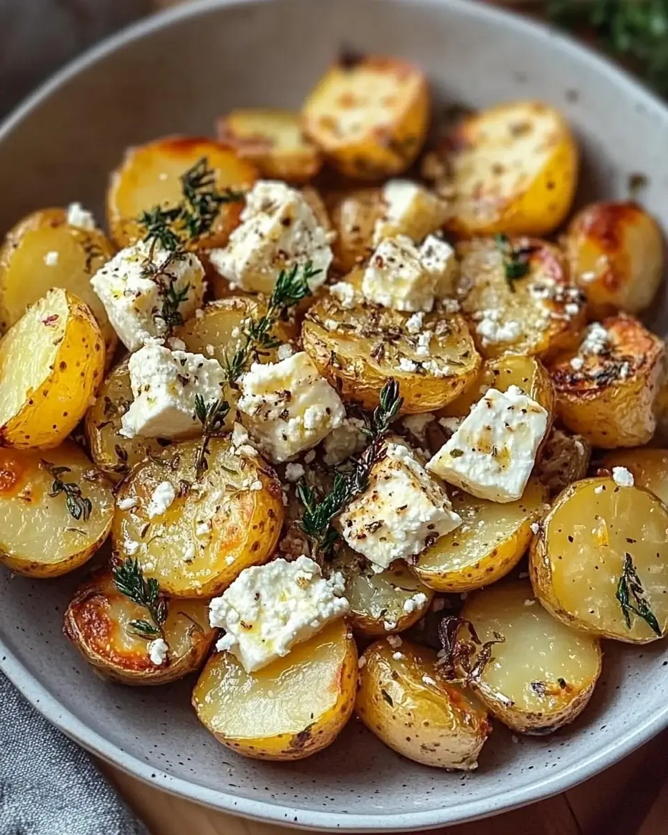 Roasted Potatoes with Baked Feta and Garlic: A Flavor Delight