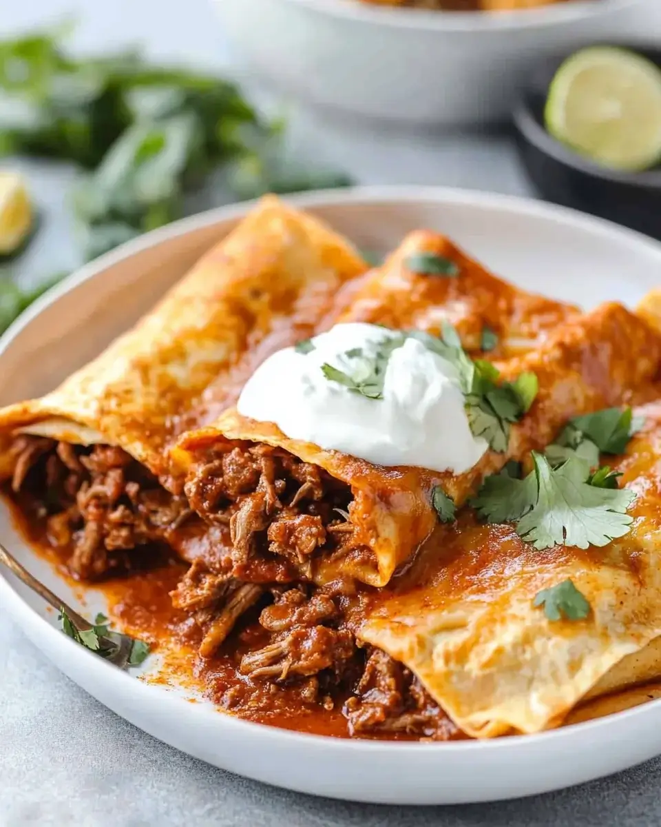 Slow Cooker Shredded Beef Enchiladas You'll Love!