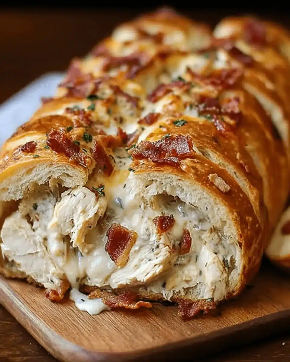 Cheesy Chicken Bacon Ranch Stuffed Bread: Easy Recipe!