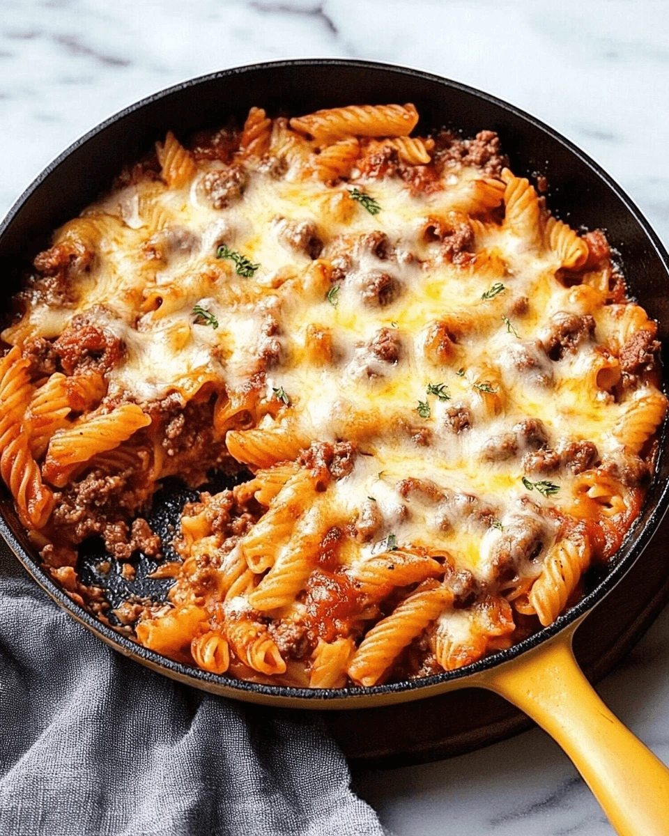Cheesy Ground Beef Pasta Skillet: A Quick Comfort Meal!