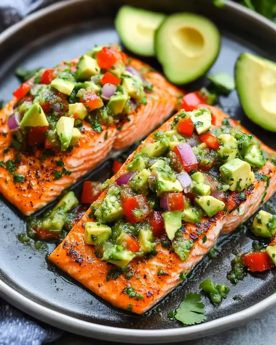 Baked Cilantro Lime Salmon with Avocado Salsa Recipe!