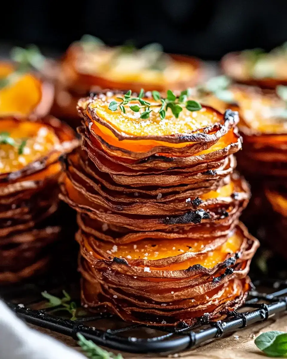 Crispy Parmesan Thyme Sweet Potato Stacks are a must-try!