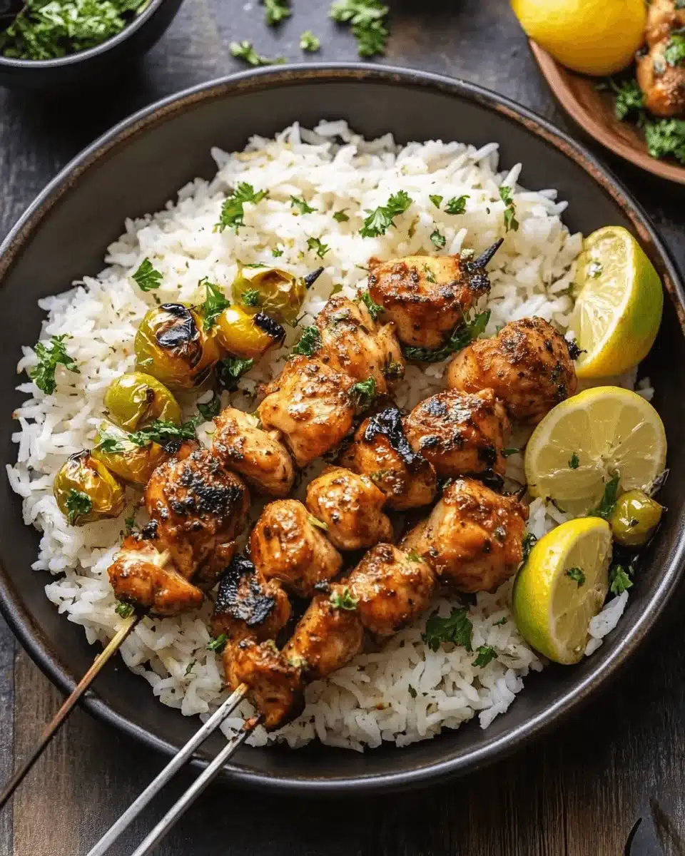 Greek Chicken Skewers with Lemon Rice: Discover the Recipe!