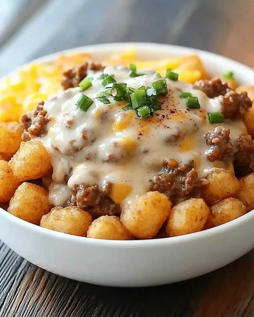 Tater Tot Breakfast Bowl with Sausage Gravy Delights!