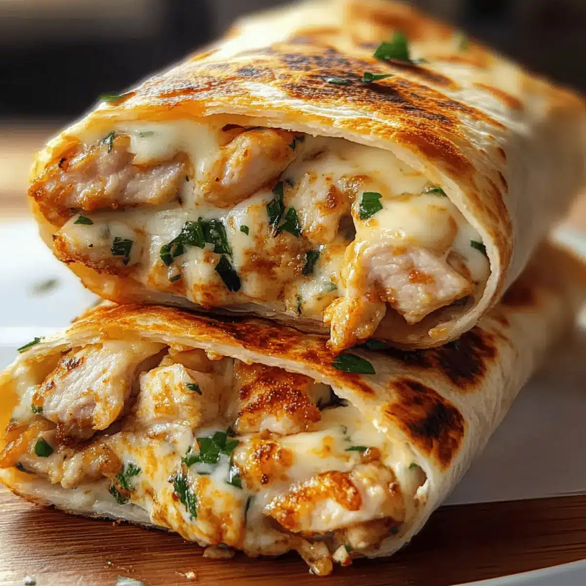 Ooey-Gooey Cheesy Garlic Chicken Wraps for Cozy Nights