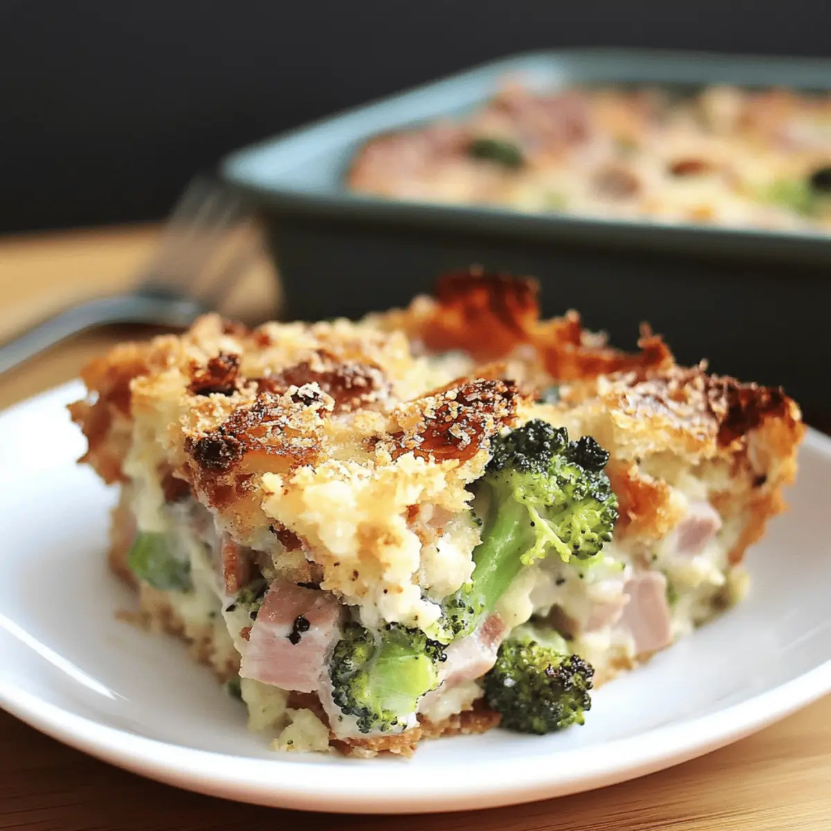 Parmesan Bread Pudding with Broccoli & Ham: Comfort Food Bliss