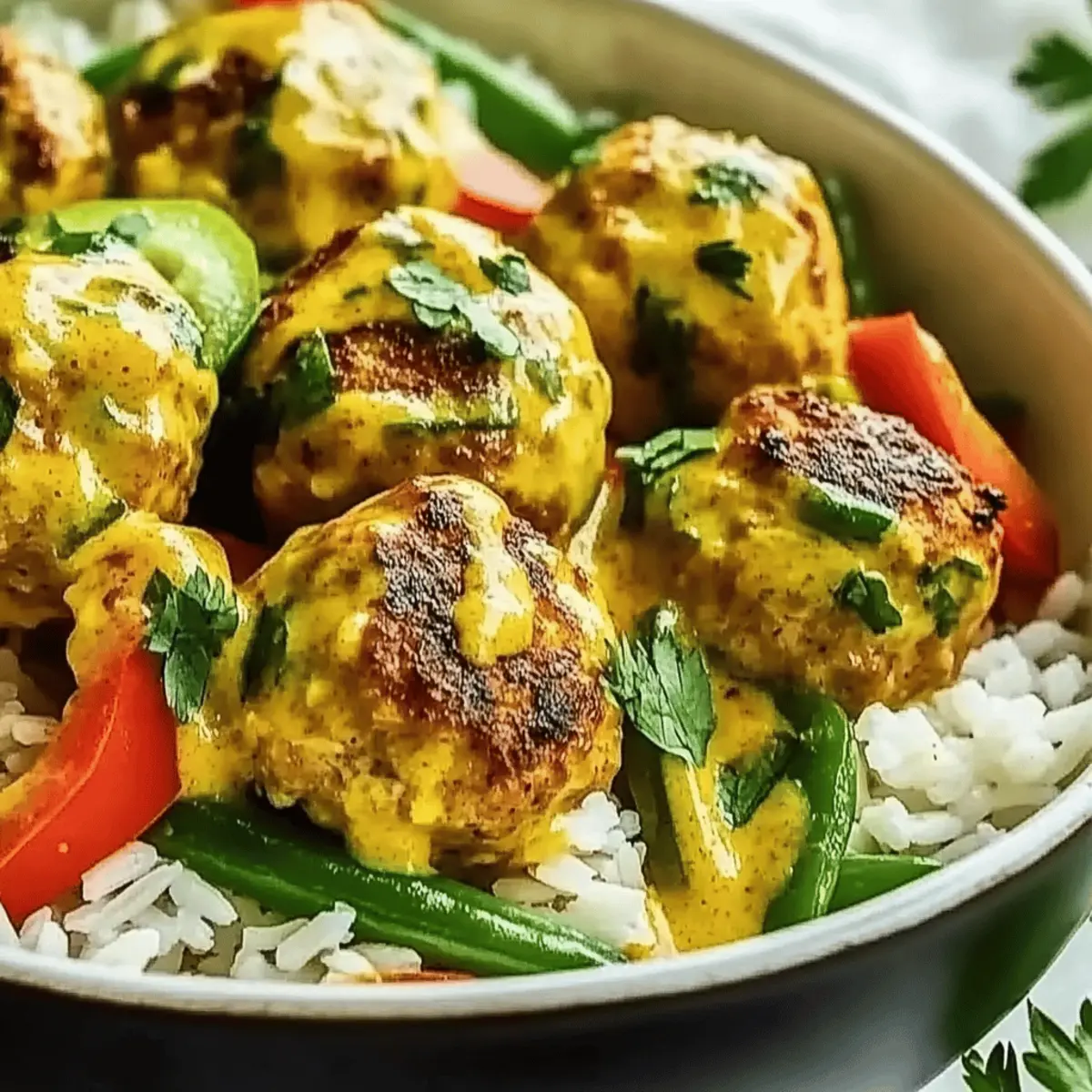 Coconut Curry Chicken Meatball Bowls for Cozy Nights