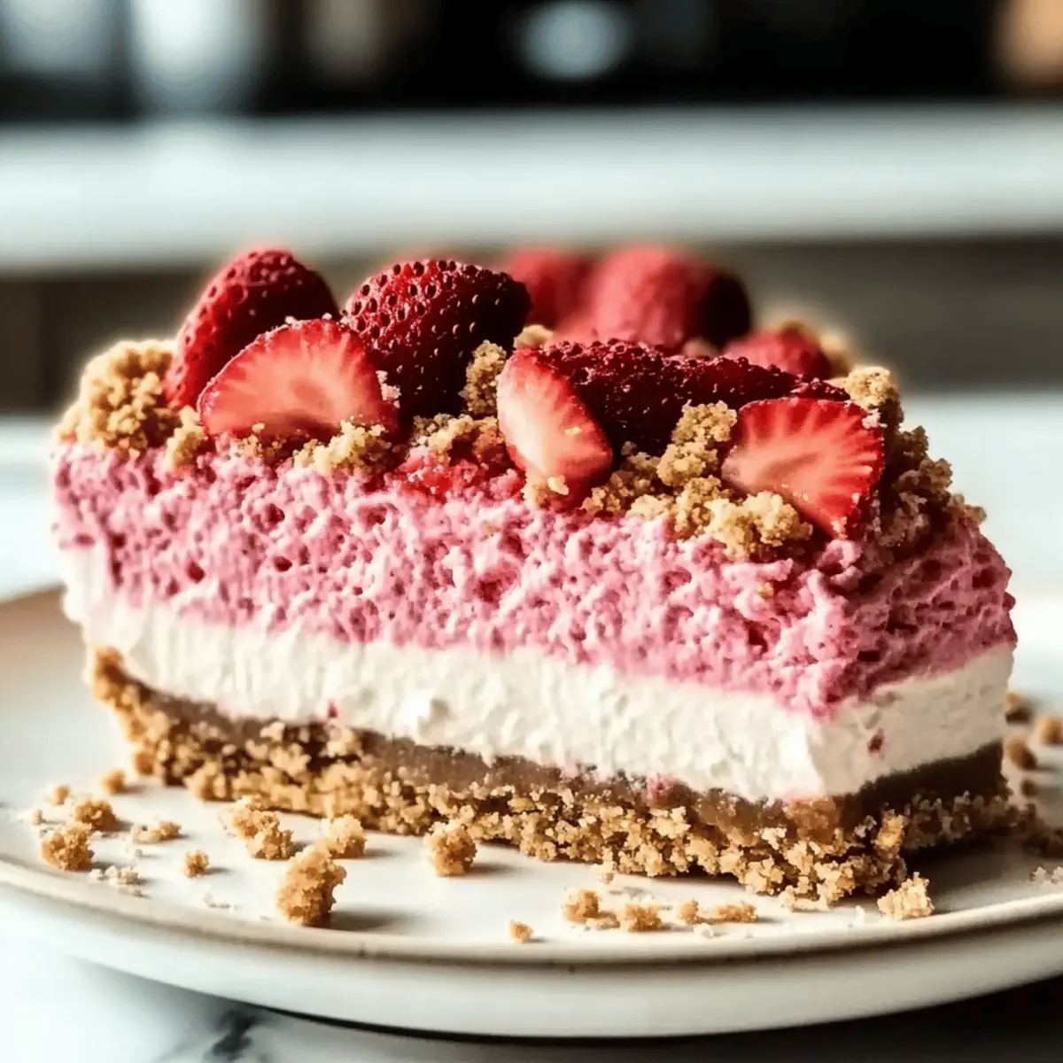 Delightful Easy Vegan No-Bake Strawberry Crunch Cheesecake