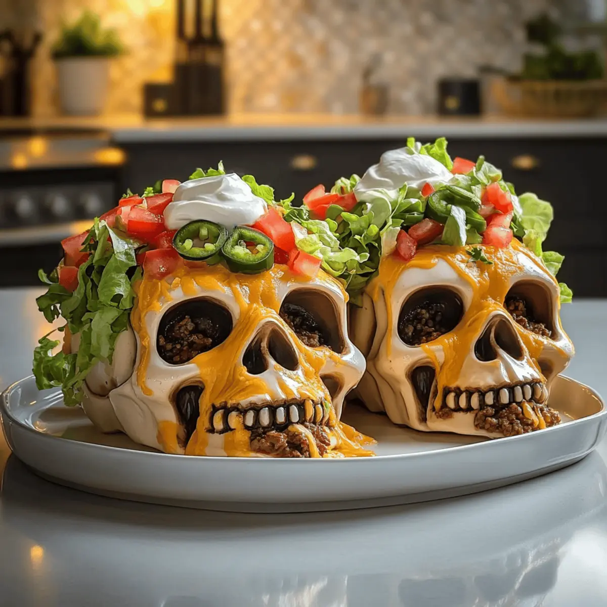 Deliciously Spooky Monster Taco Skulls Appetizer for Halloween