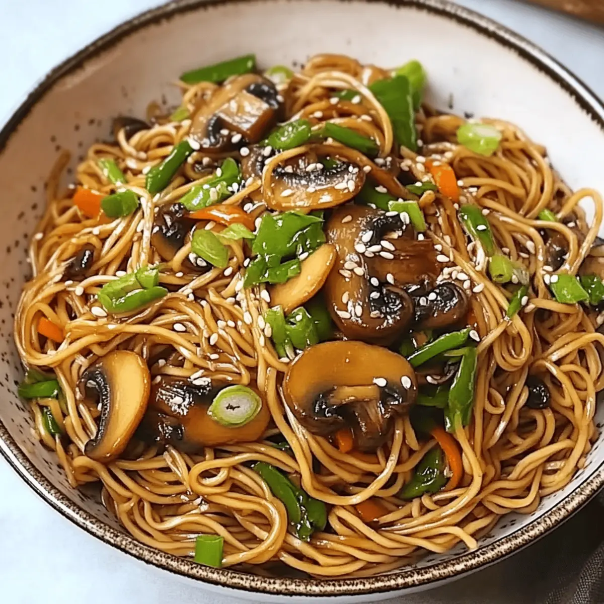 Savory Mushroom Noodles Stir-Fry with Garlic & Ginger Bliss