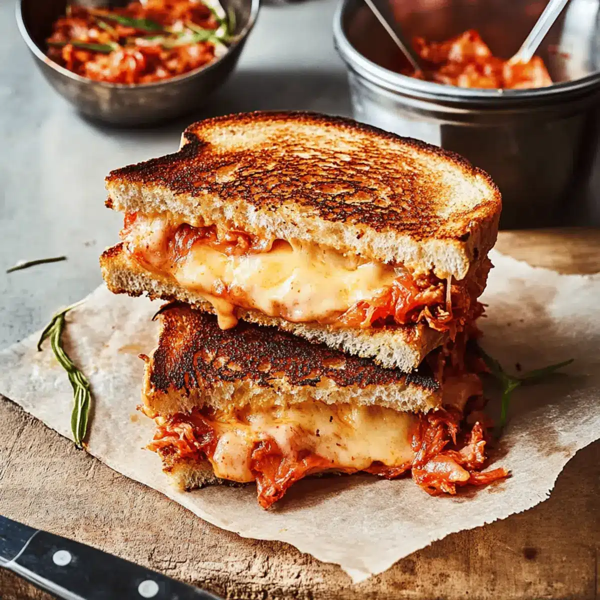 Kimchi Grilled Cheese Fusion Sandwich: Comfort with a Kick
