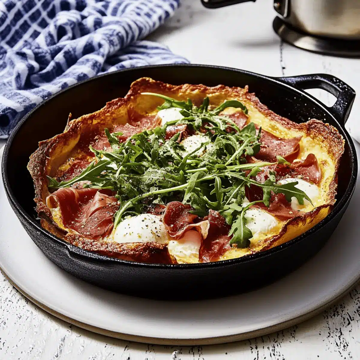 Fluffy Prosciutto Mozzarella Arugula Dutch Baby Bliss