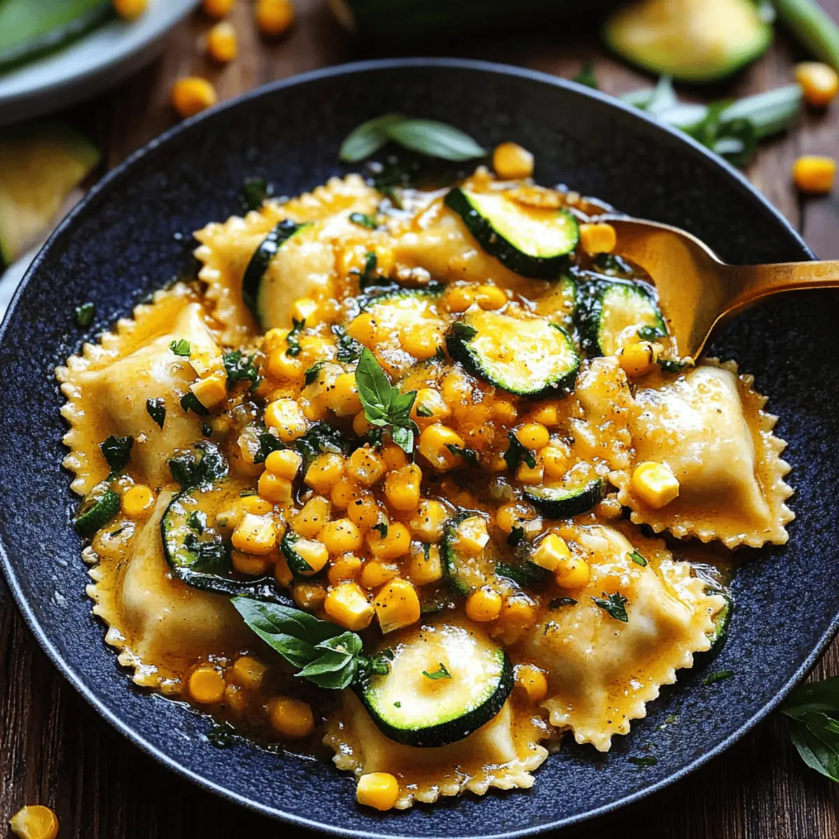 Ravioli with Corn, Zucchini, and Garlic Butter Sauce Bliss
