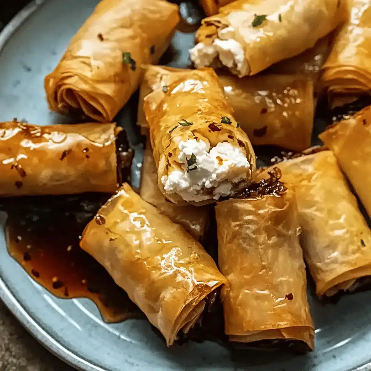 Irresistibly Crispy Fried Feta Rolls with Chili Honey Delight