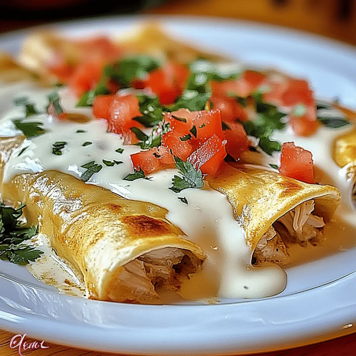 Creamy Chicken Enchiladas with Sour Cream White Sauce Bliss