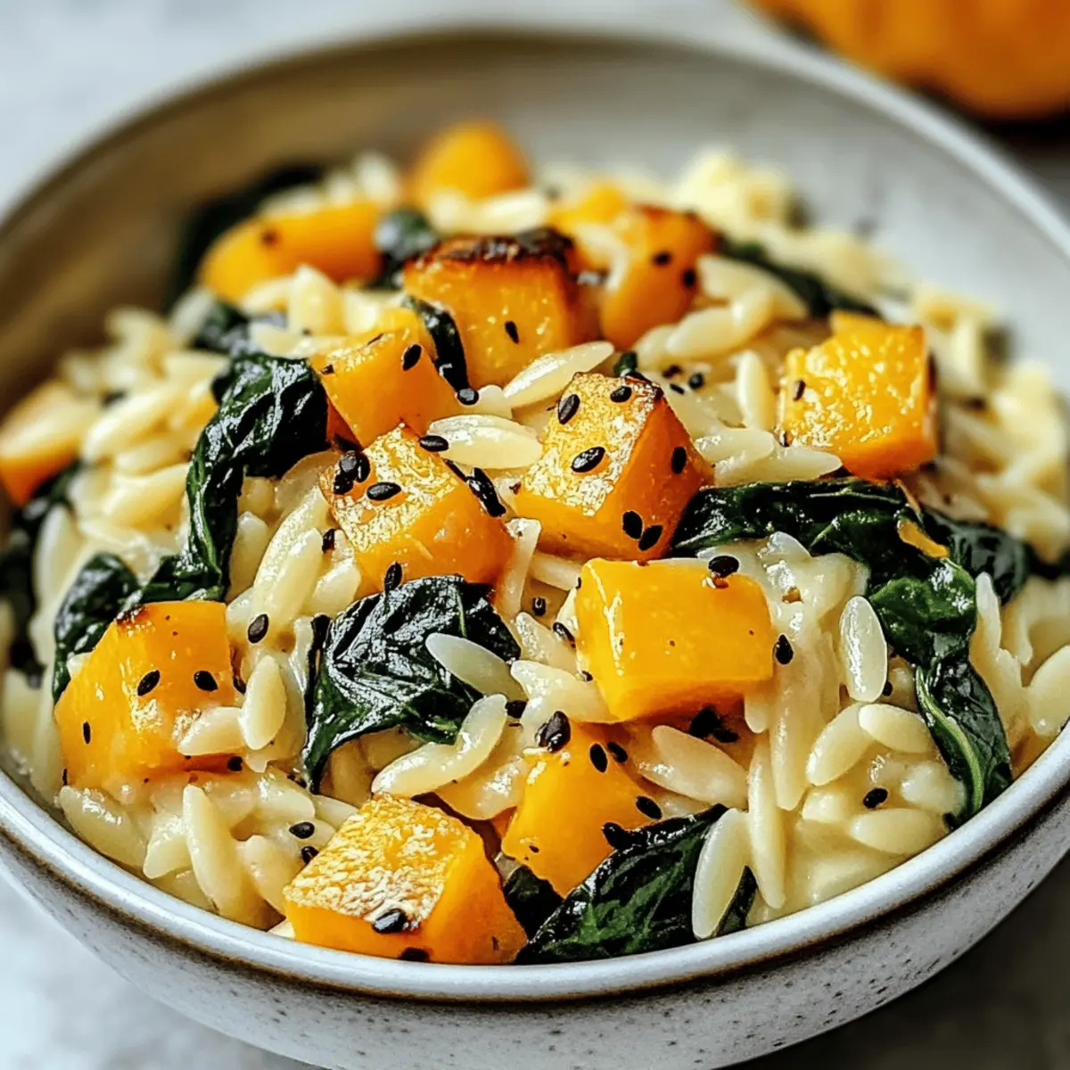 Creamy Orzo with Roasted Butternut Squash and Spinach Bliss
