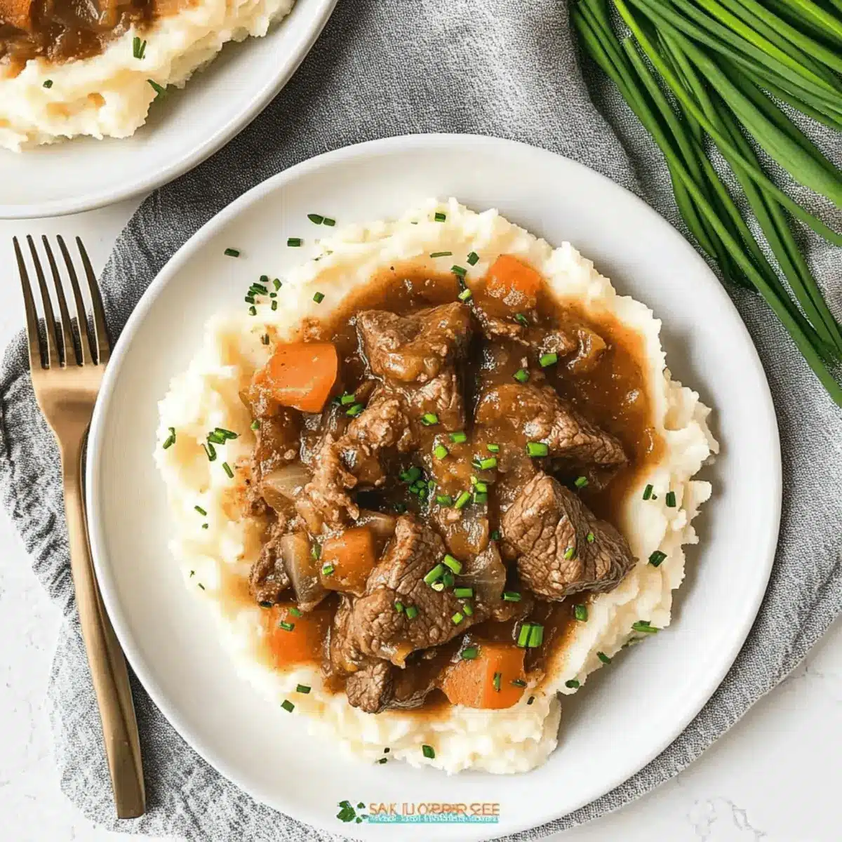 Fall Apple Cider Stew over Mashed Potatoes