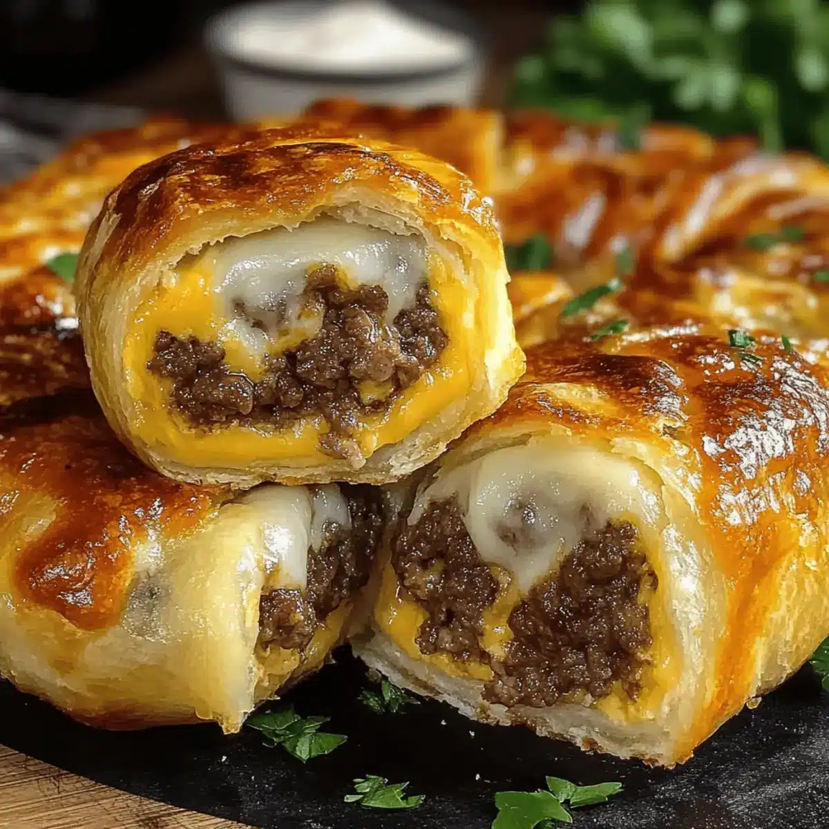 Garlic Butter Cheeseburger Rollups for Ultimate Comfort Food Fun