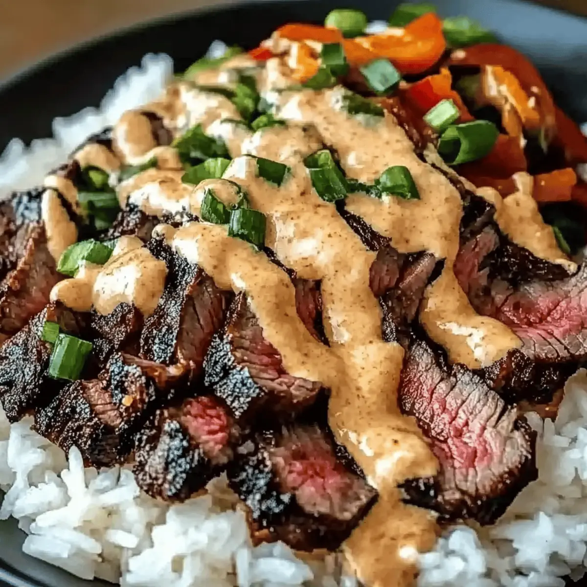 Korean BBQ Steak Rice Bowls with Spicy Cream Sauce Magic