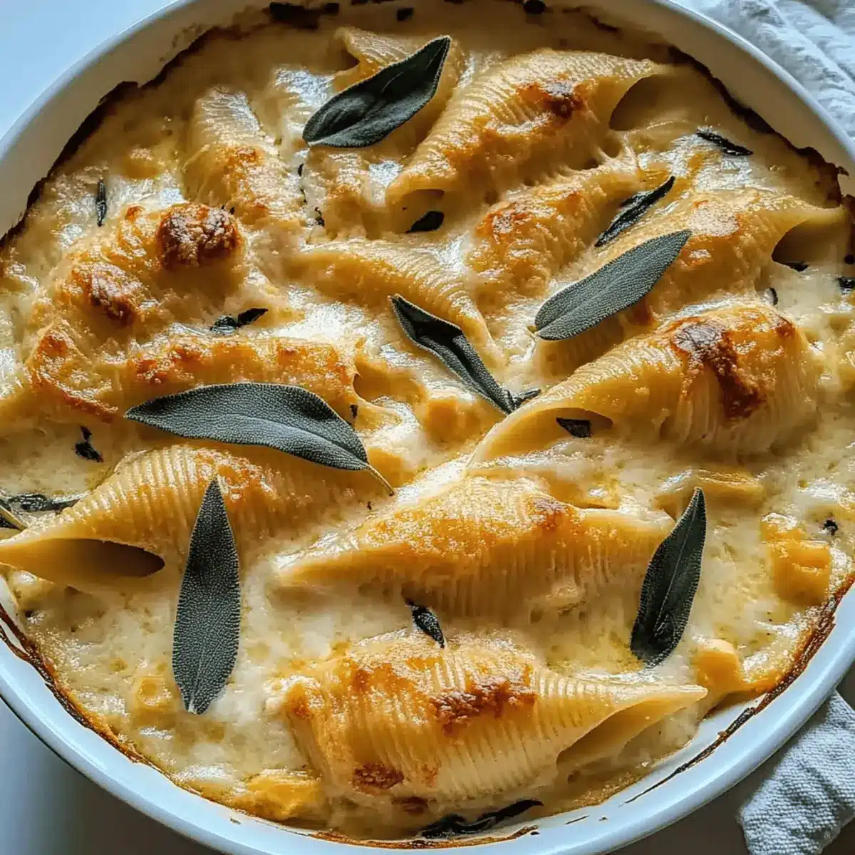 Pumpkin & Gouda Stuffed Shells in Creamy Sage Alfredo Bliss