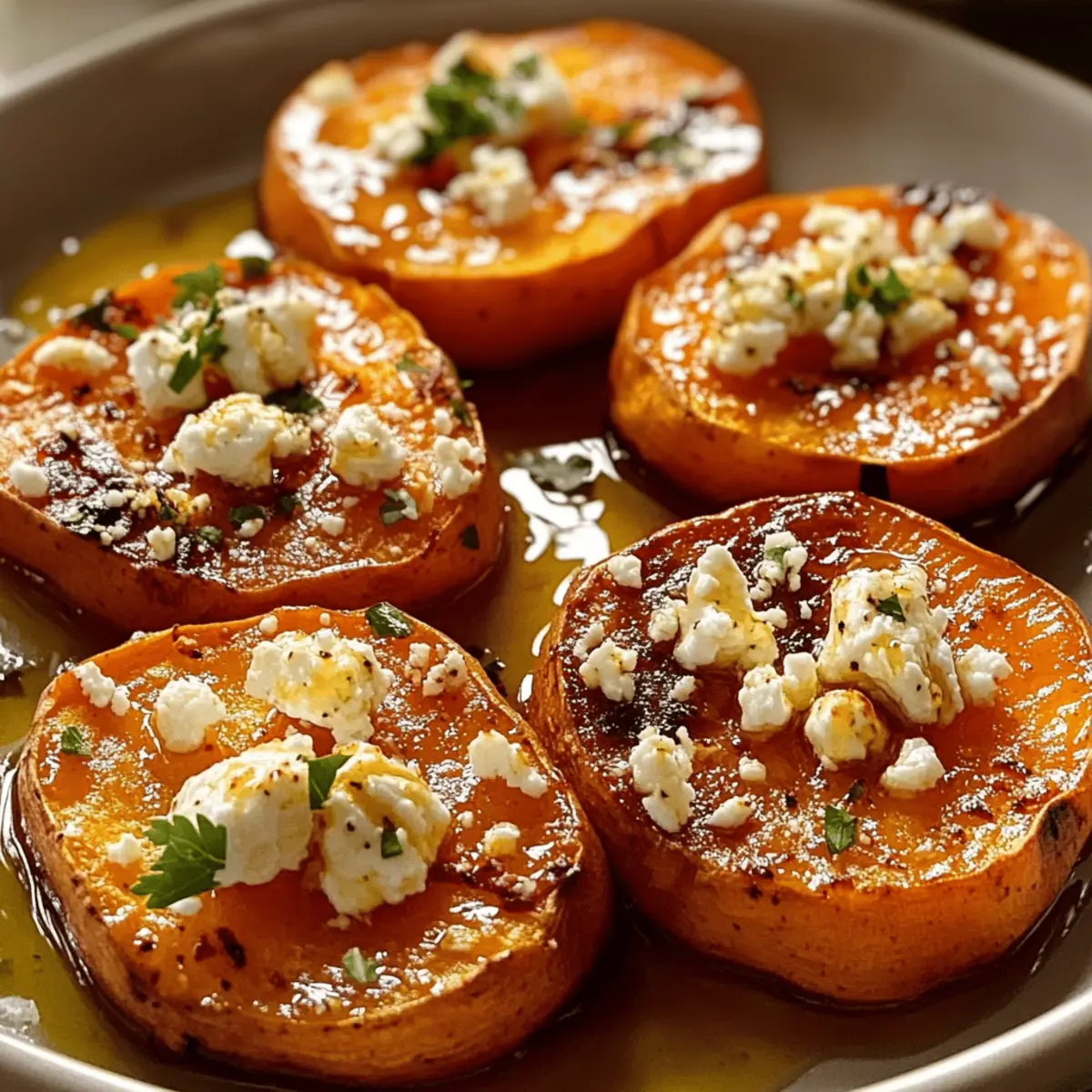 Sweet & Savory Roasted Sweet Potato Rounds with Honey & Feta
