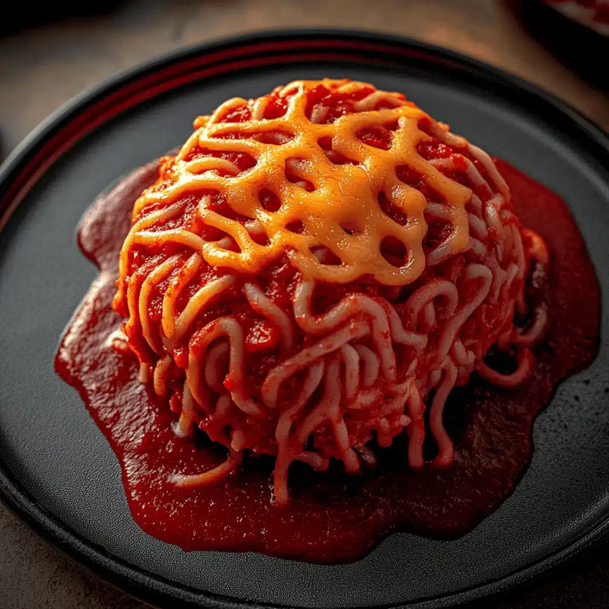 Creepy Spaghetti Brain Bake for a Fun Halloween Feast