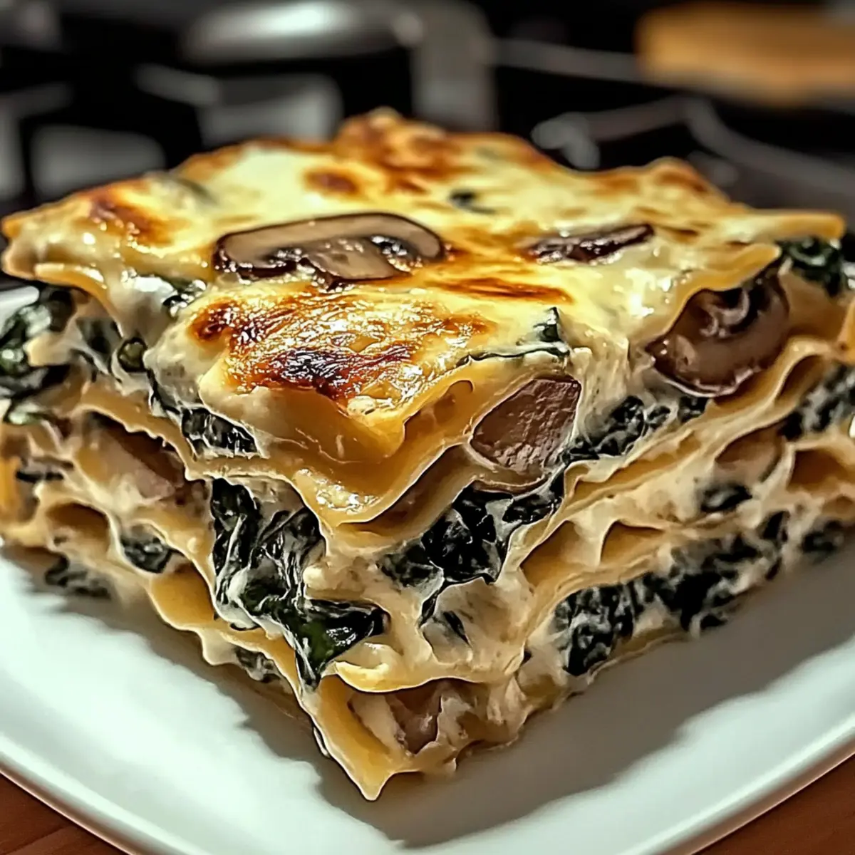 Cozy Creamy Spinach Mushroom Lasagna