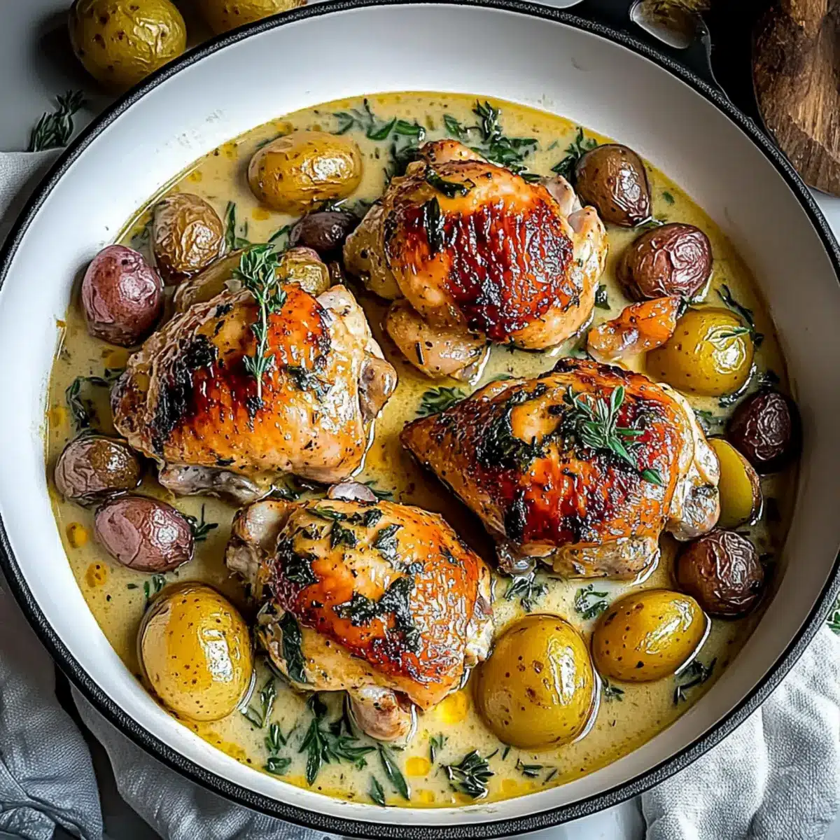 Herb Roasted Chicken in Creamy White Wine Sauce Perfection
