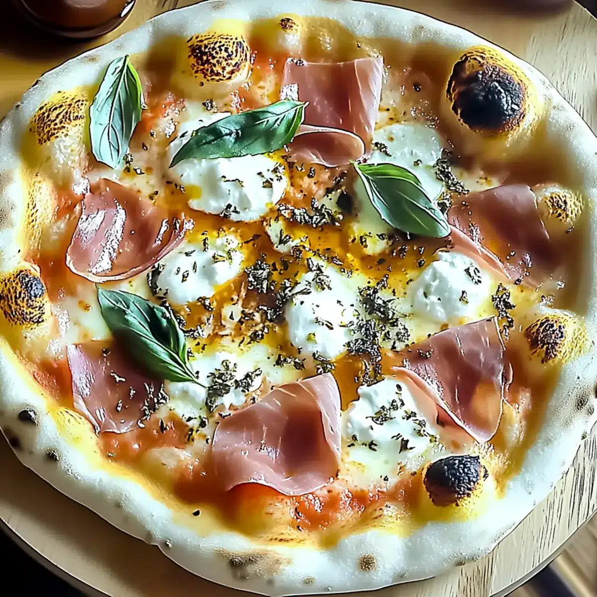 Savory White Pizza with Prosciutto & Hot Honey Delight