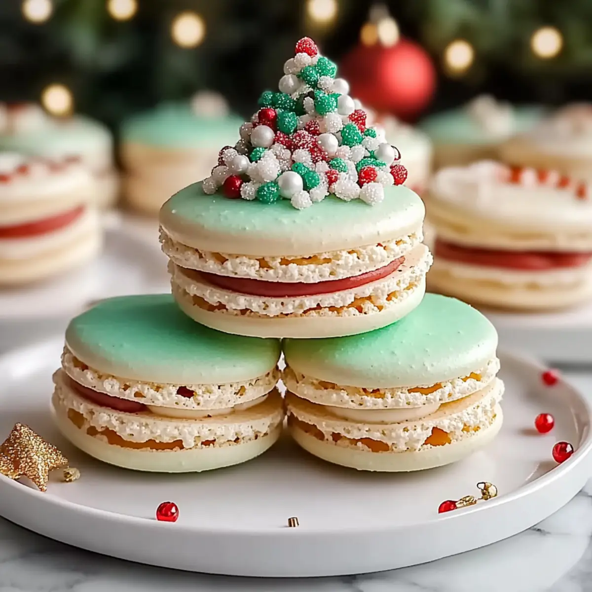 Delightful Christmas Tree Cake Macarons for Festive Cheer