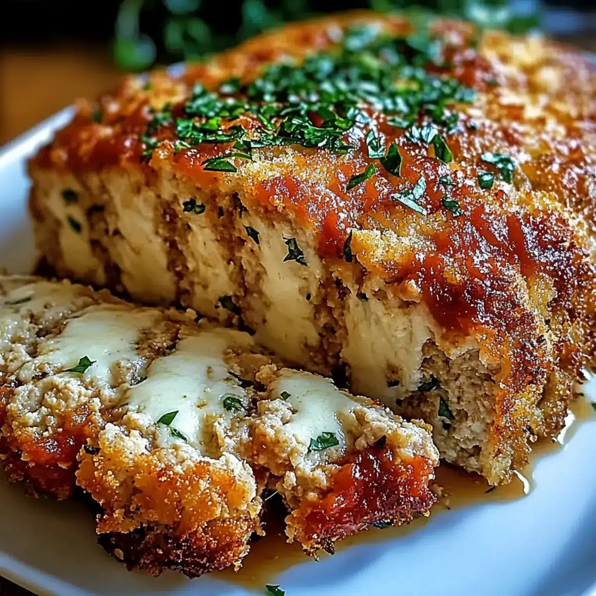 Savory Tasty Parmesan Chicken Meatloaf with Gooey Center