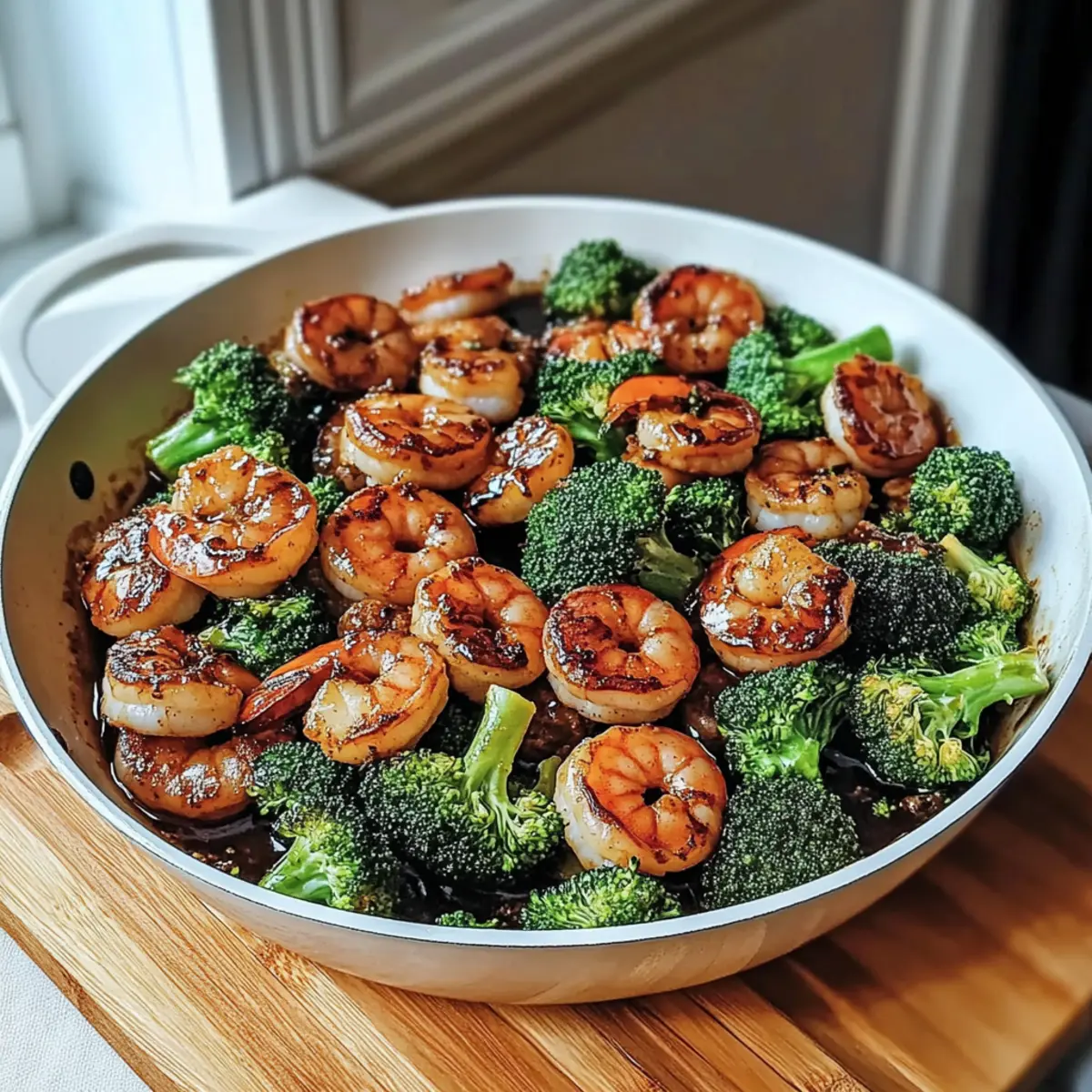 Honey Garlic Shrimp & Sausage Broccoli Skillet