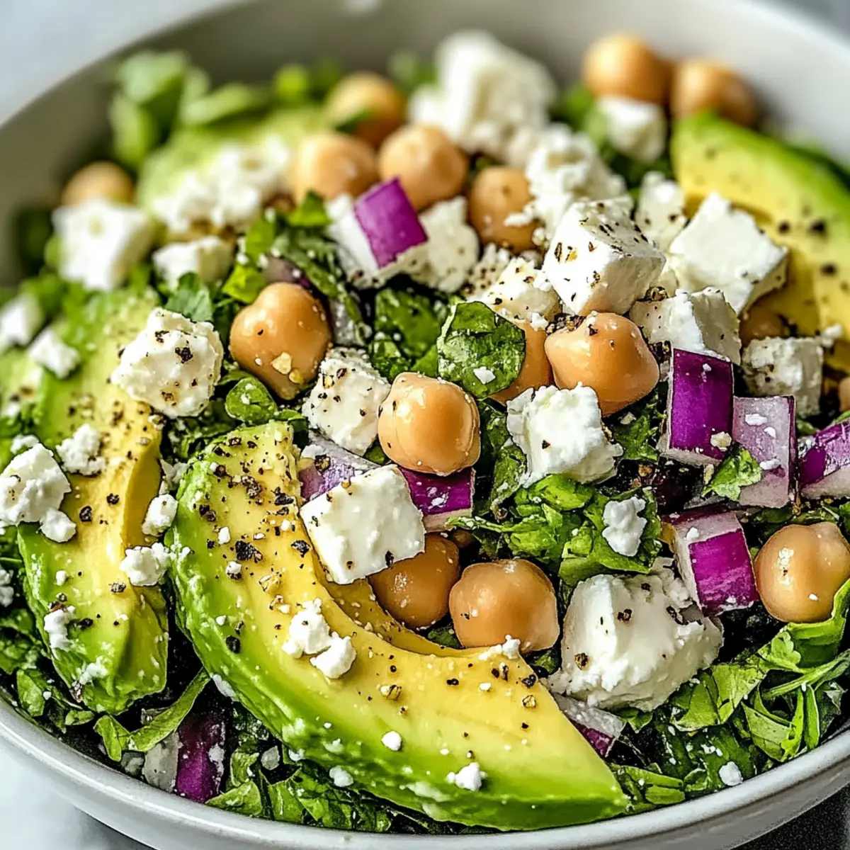Chickpea Feta Avocado Salad Bowl: A Colorful Wholesome Delight