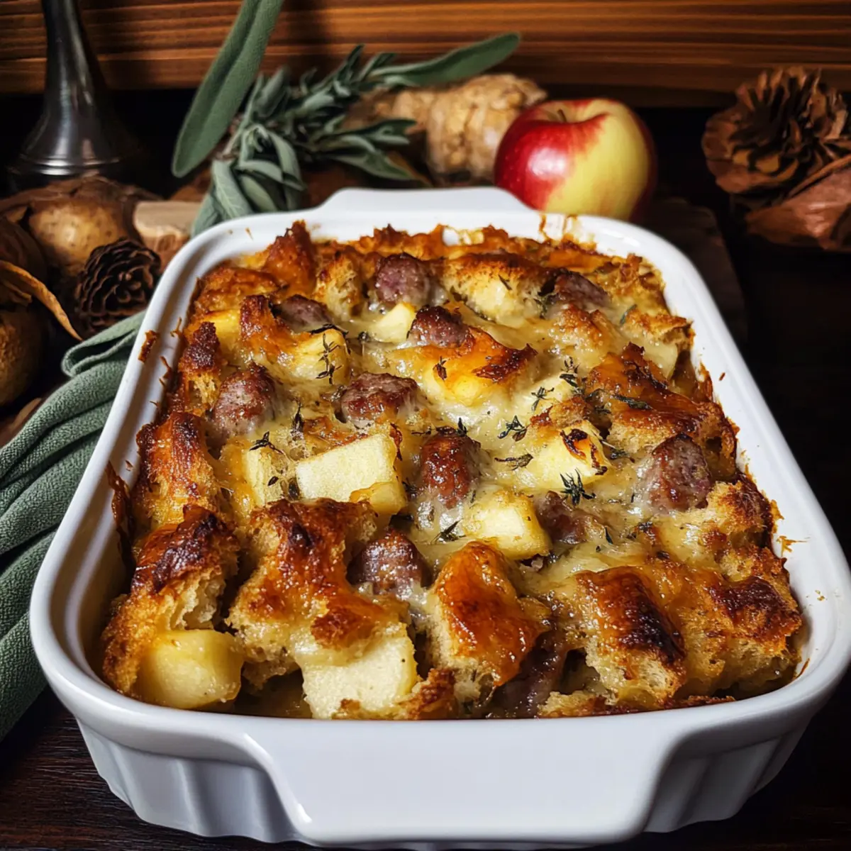 Sausage Apple and Sage Bread Pudding