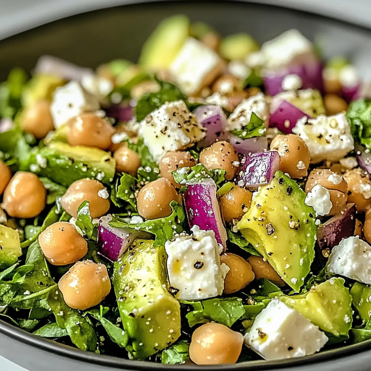 Chickpea Feta Avocado Salad Bowl