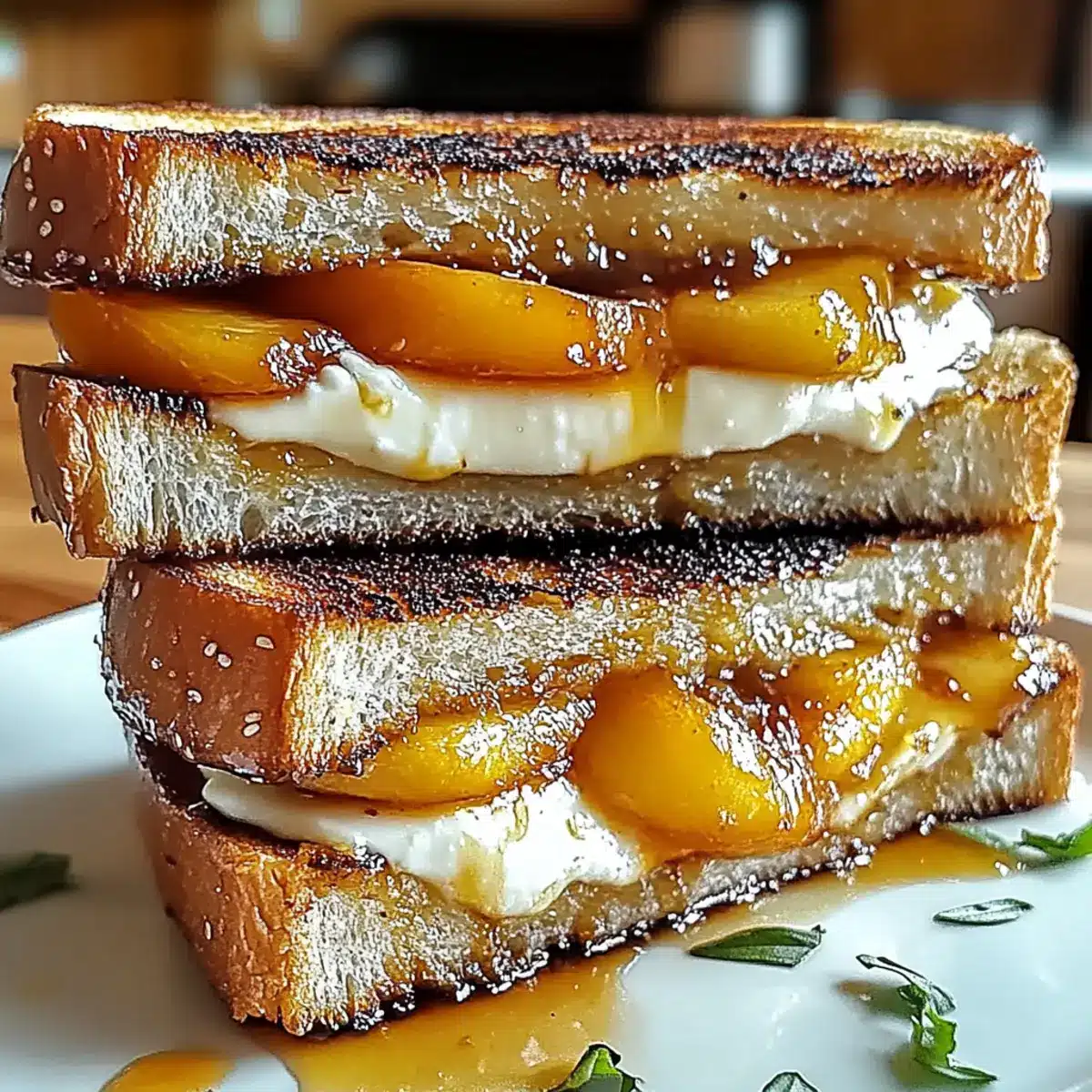 Caramelized Peach & Brie Grilled Sandwiches