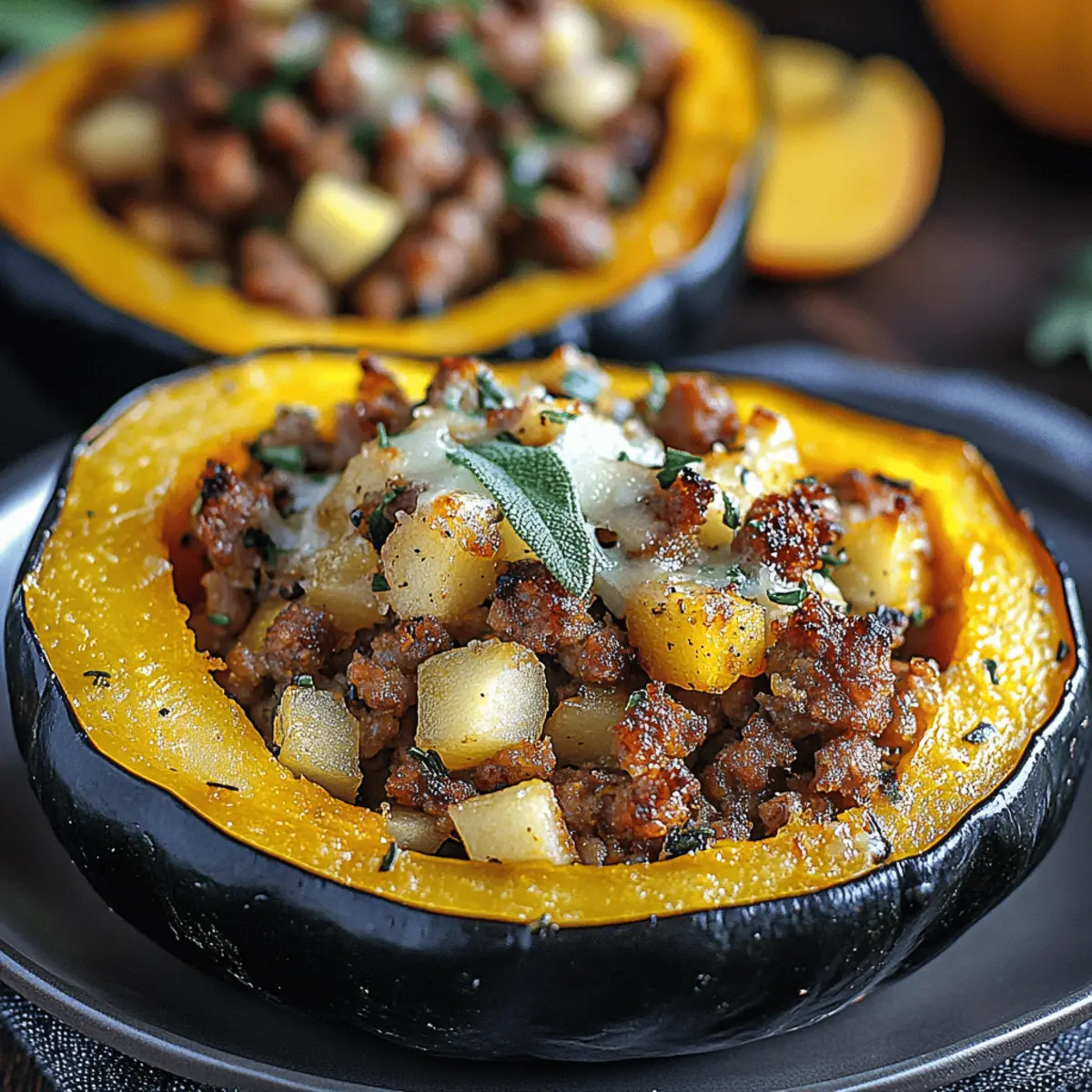 Apple and Sausage Stuffed Acorn Squash