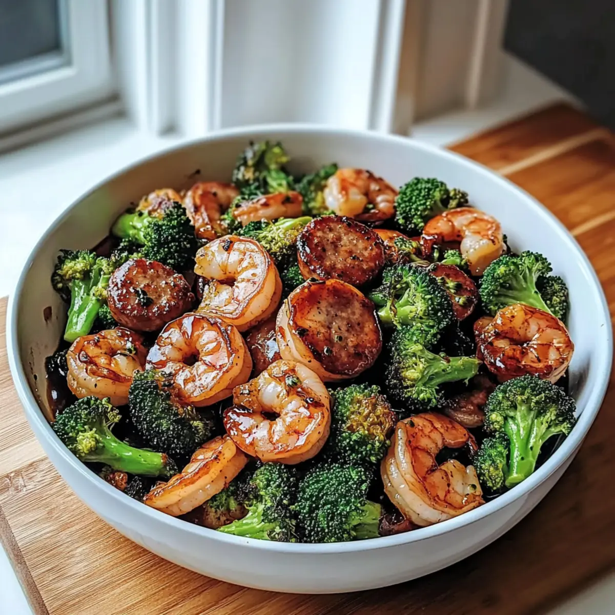 Honey Garlic Shrimp & Sausage Broccoli Skillet in 28 Minutes