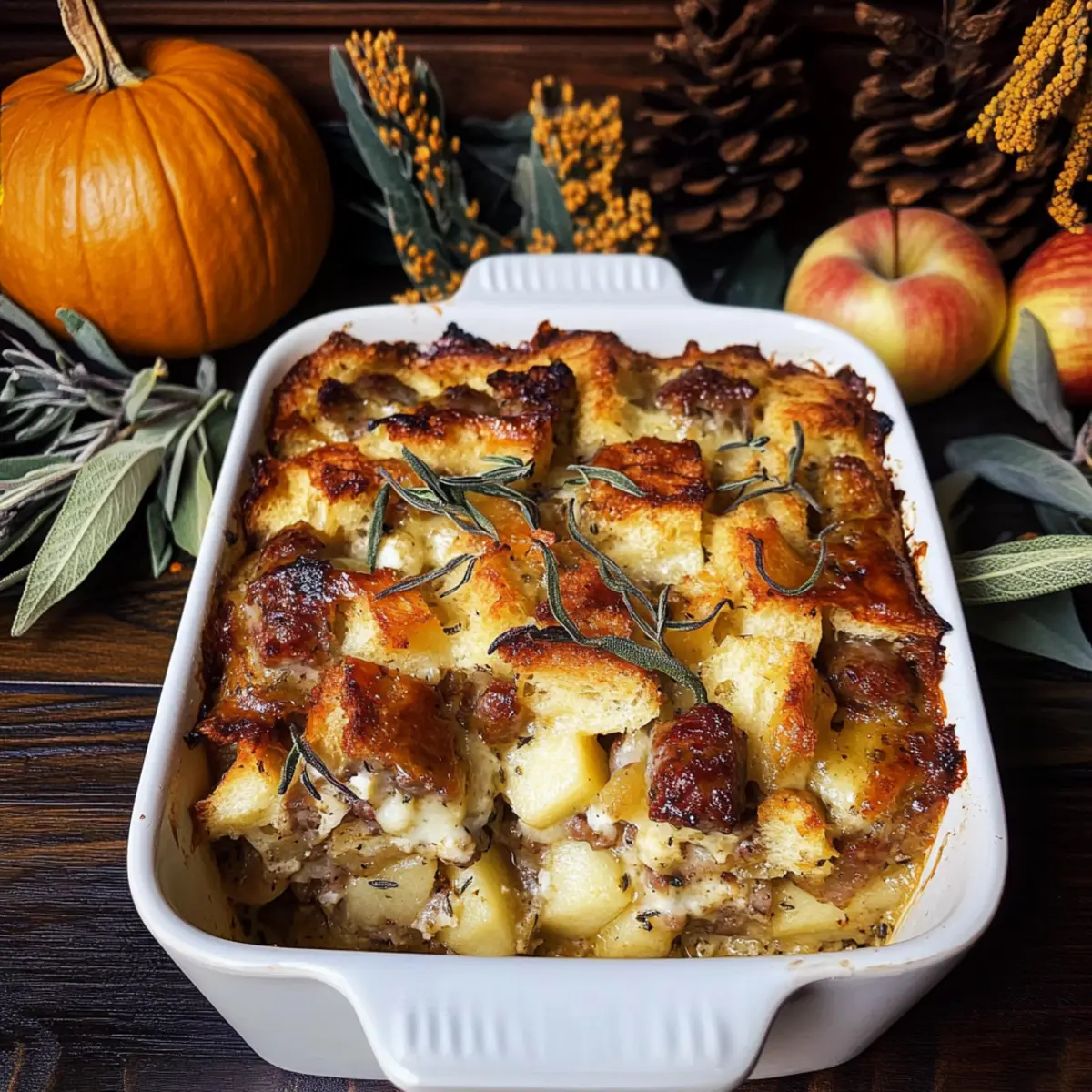 Sausage Apple and Sage Bread Pudding