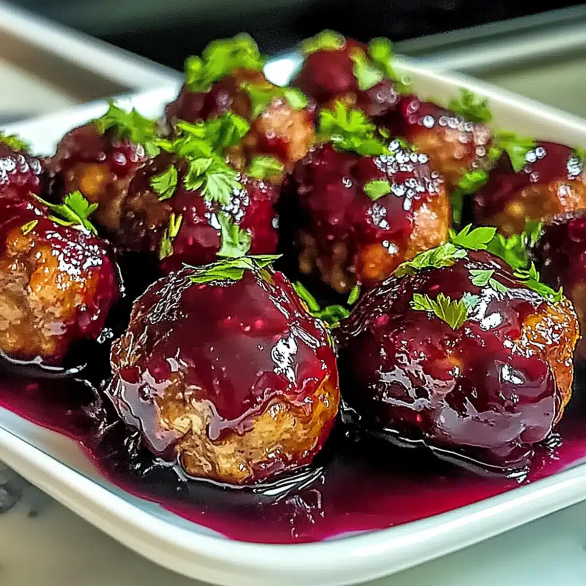 Tasty Harvest Turkey Meatballs with Cranberry Glaze