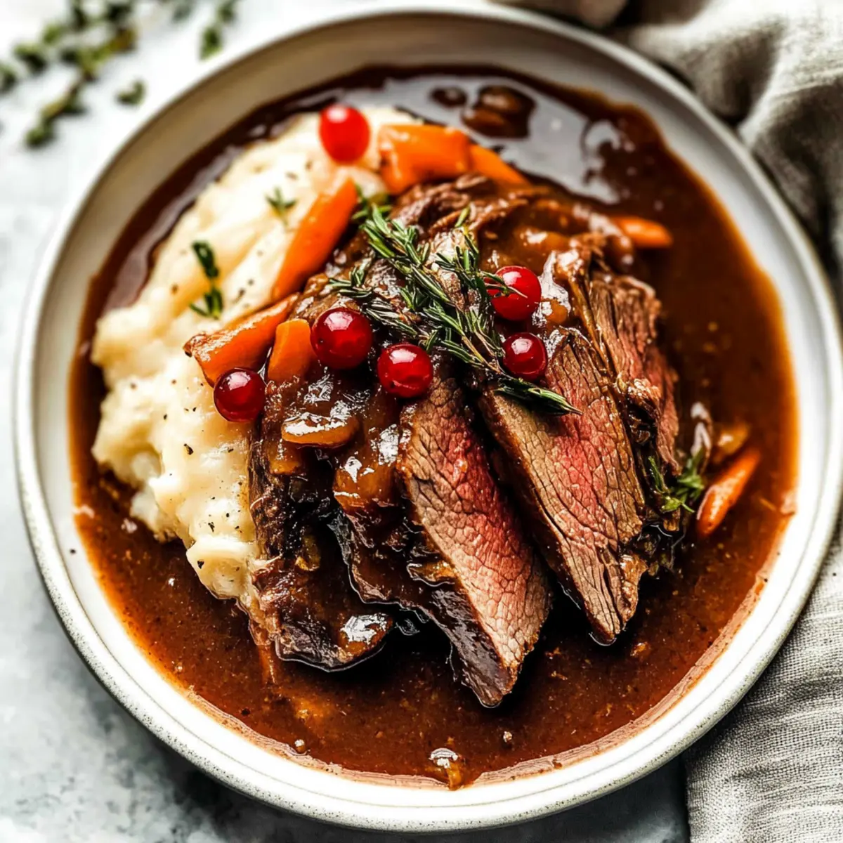 Christmas Roast Beef with Red Wine Gravy