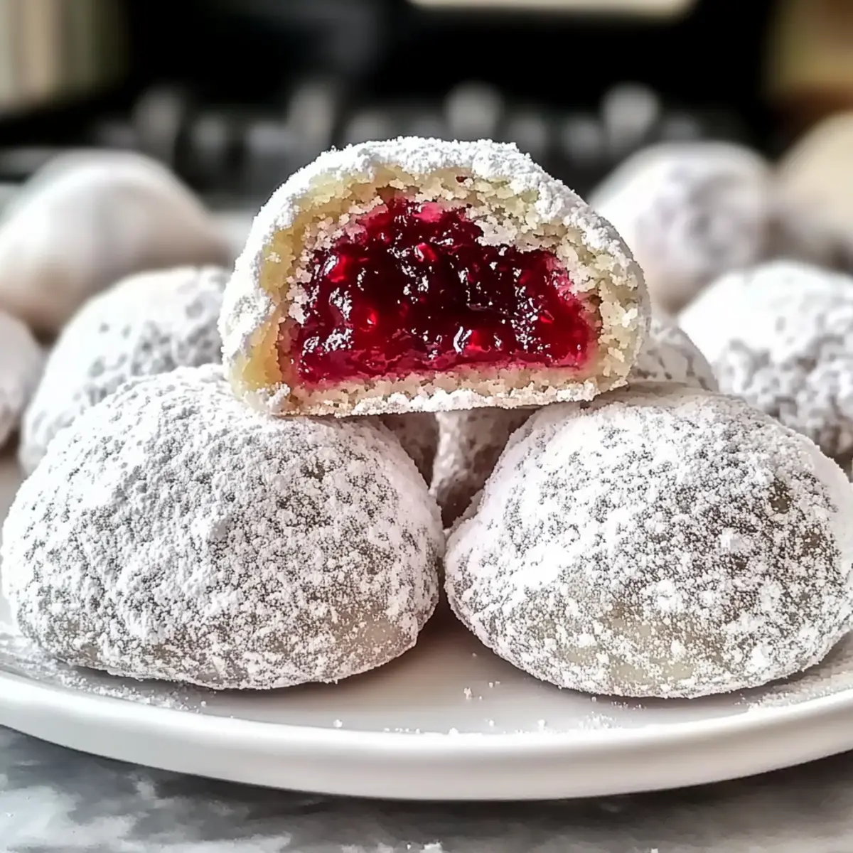 Irresistible Raspberry-Filled Almond Snowball Cookies Recipe