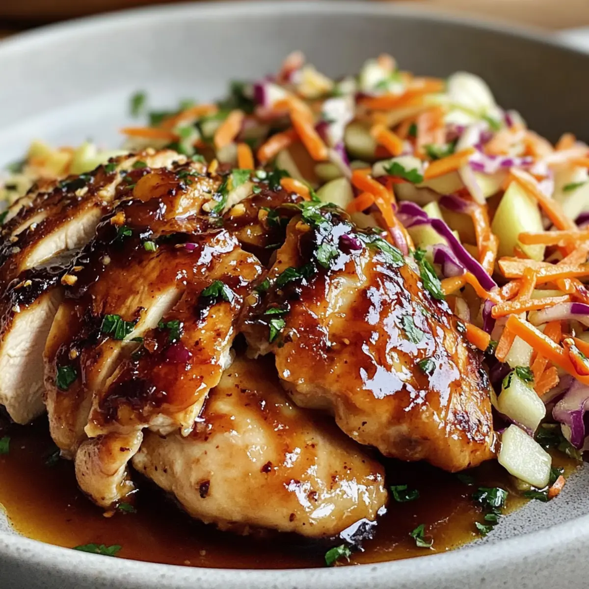Sticky Apple Cider Chicken with Crisp Autumn Slaw Delight