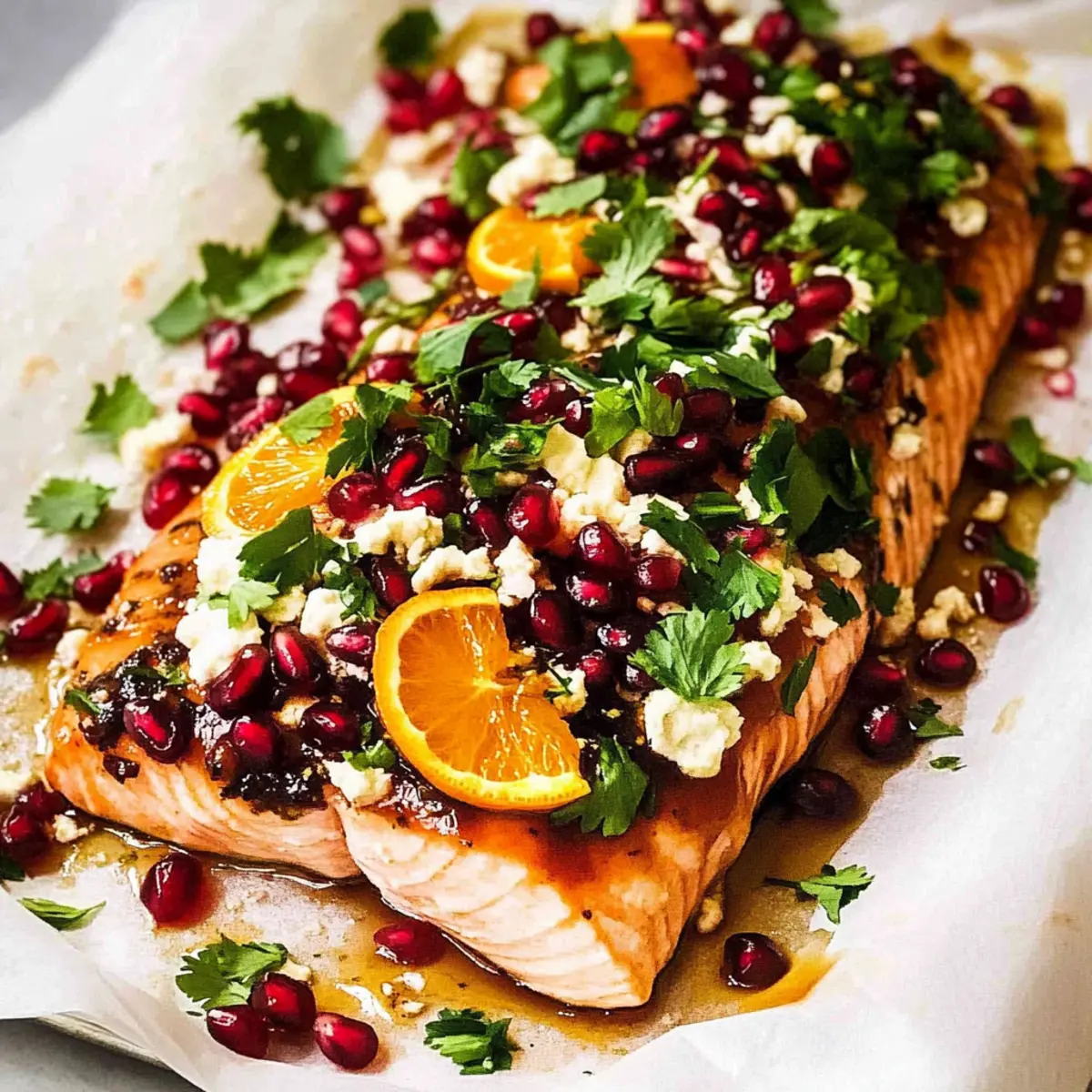 Christmas Citrus Pomegranate Baked Salmon