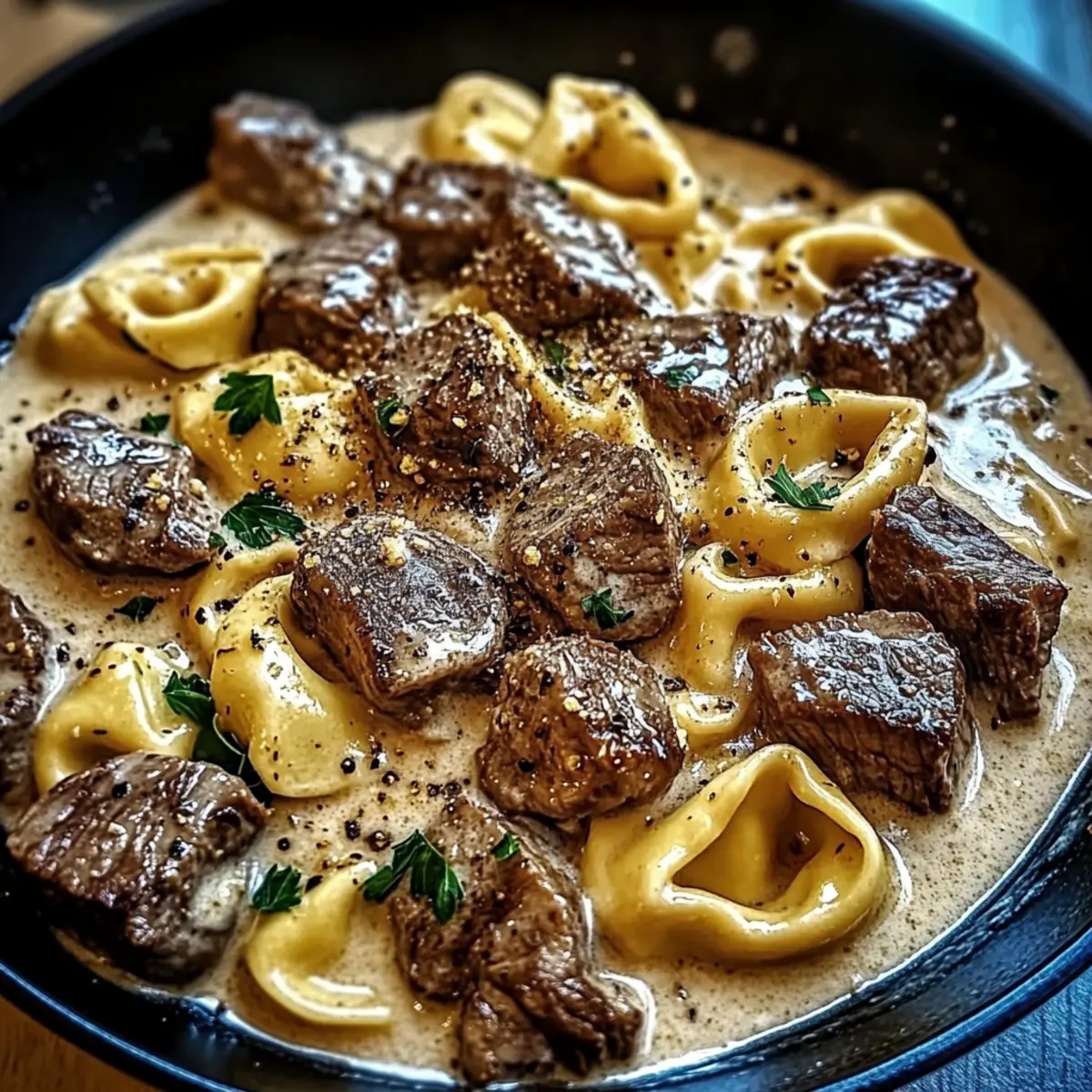 Cracked Garlic Steak Tortellini in Creamhouse Sauce Bliss