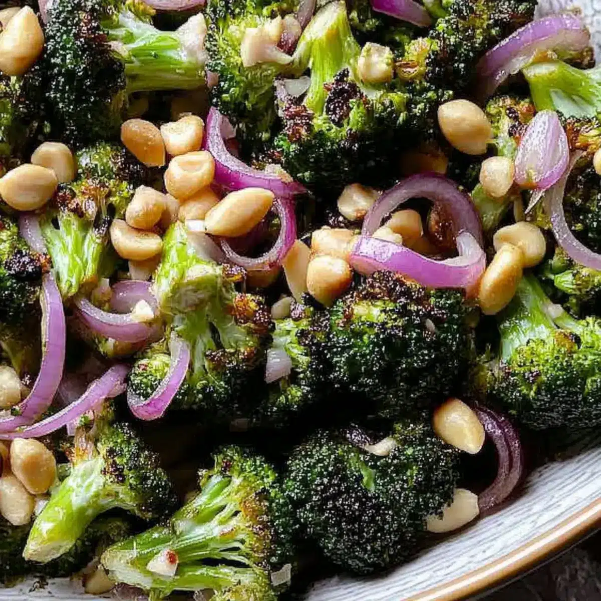 Roasted Broccoli with Pickled Shallots and Peanuts